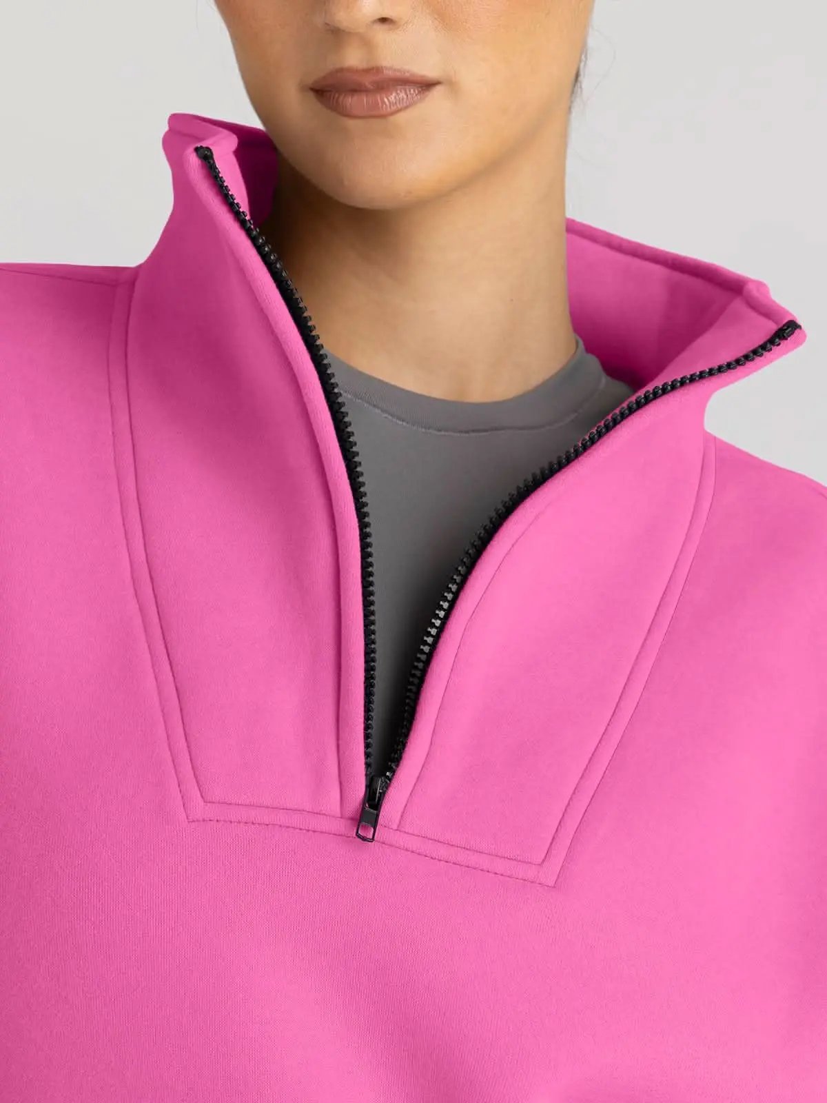 Trendy Queen Sweatshirts Half Zip Pullover Quarter Zip Oversized Hoodies Sweaters Comfy Fall Outfits 2024 Y2K Winter Clothes - Love Salve